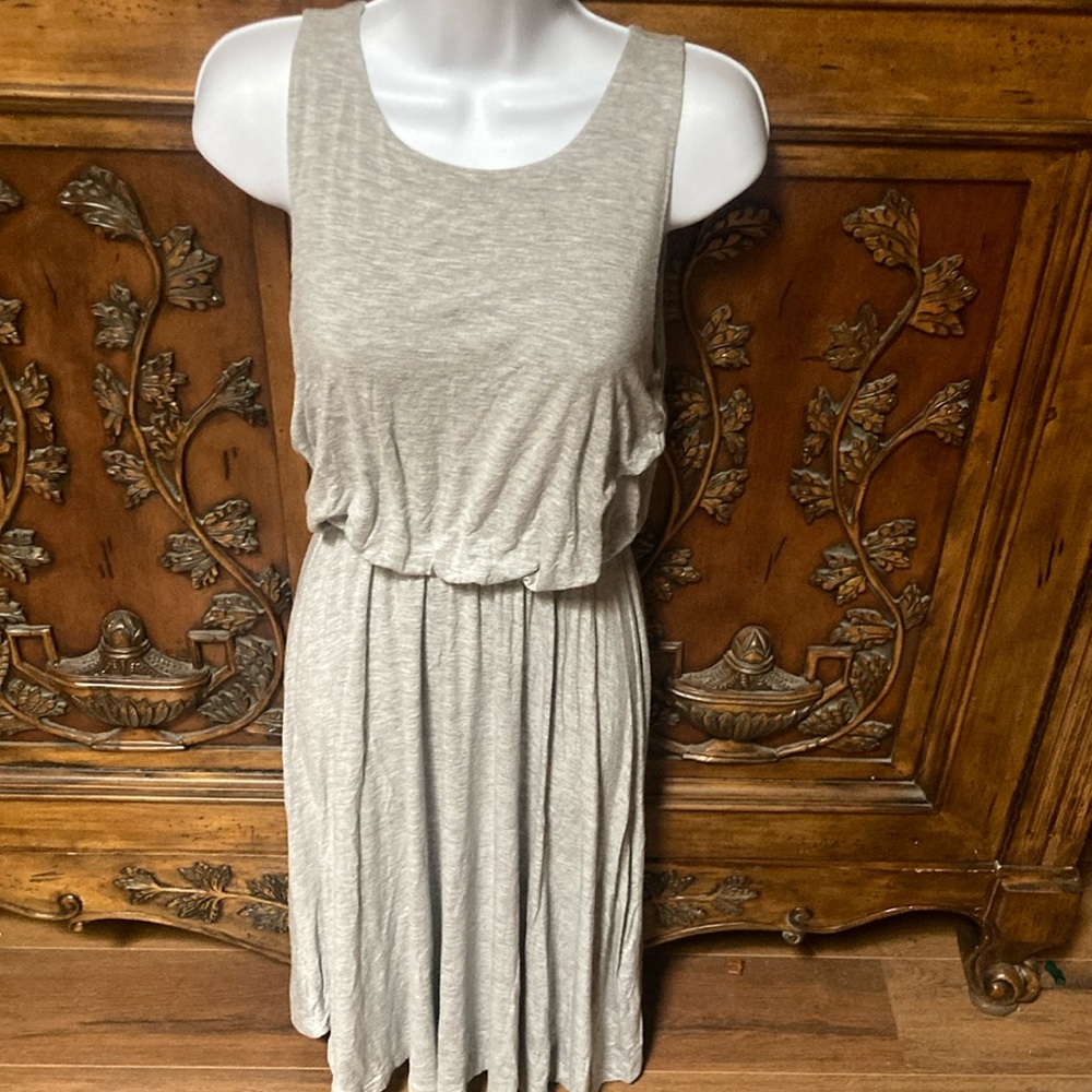 LOFT Gray Smocked Midi Sun Dress Size XS